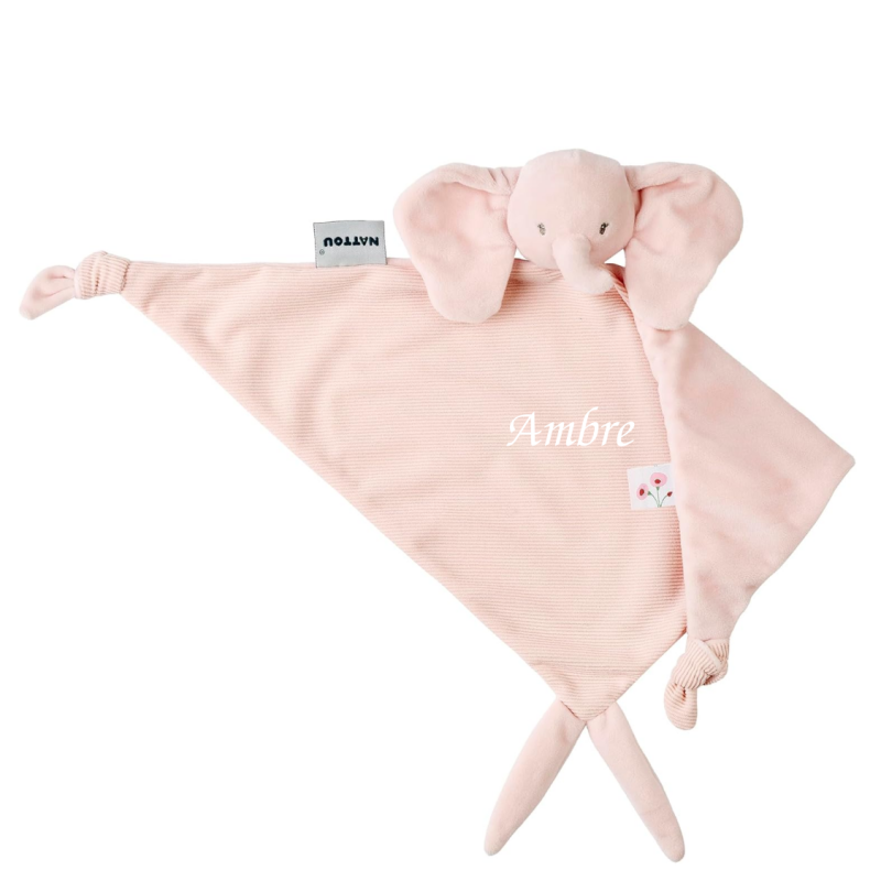  - fanfan - maxi éléphant côtelé rose 40 cm 